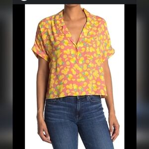 Abound SHORT SLEEVE CAMP SHIRT IN PINK OVERFLOW XS